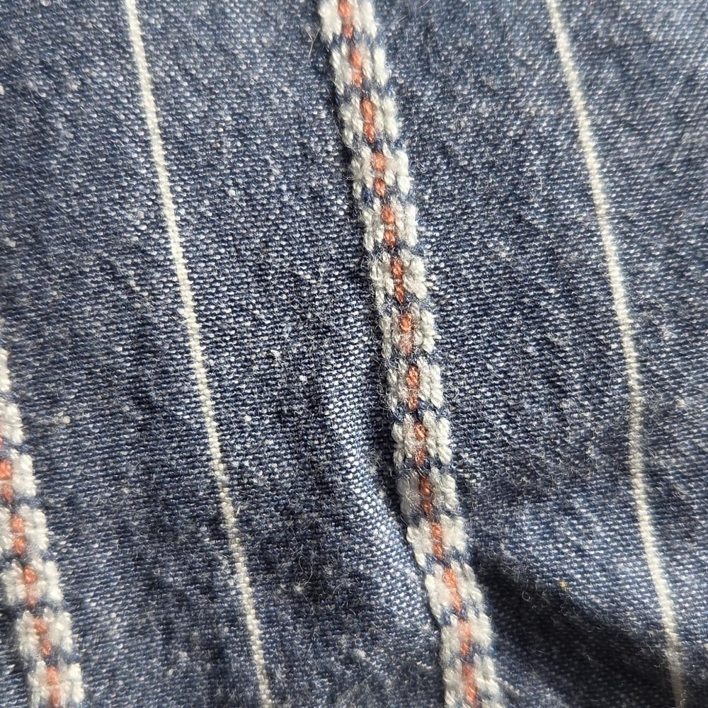 LOFT Oversized Blue Striped Button-Up Shirt Sz L - Picture 6 of 8
